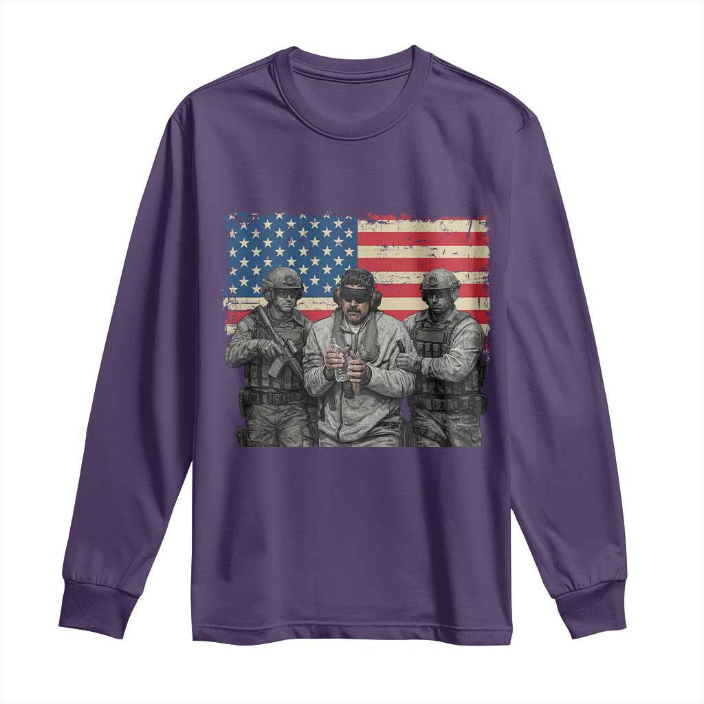 Captured Dictator Maduro Long Sleeve Shirt Special Forces Justice Operation American Flag TS02 Purple Print Your Wear