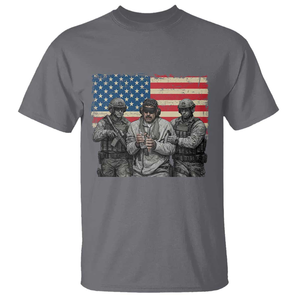 Captured Dictator Maduro T Shirt Special Forces Justice Operation American Flag TS02 Charcoal Print Your Wear