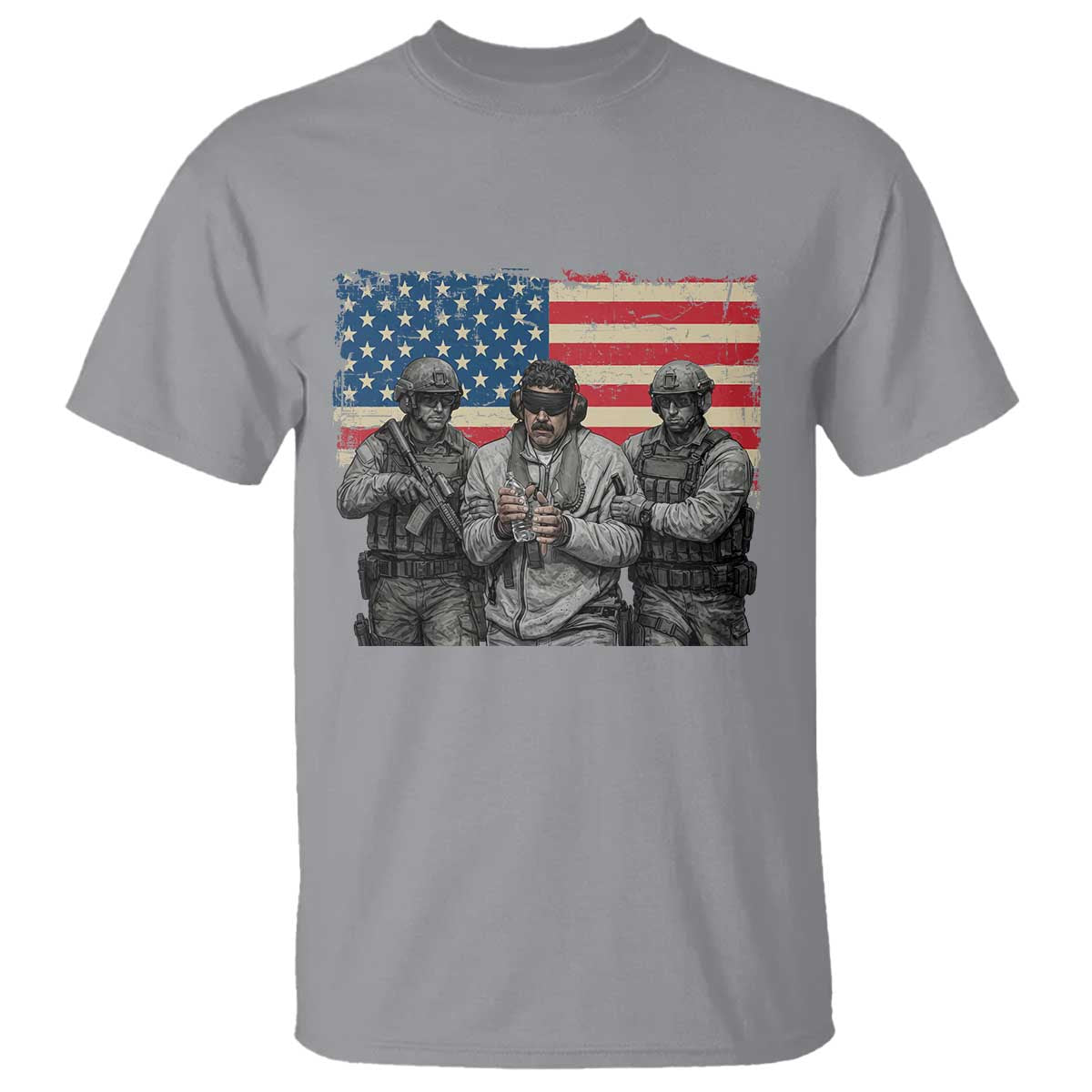 Captured Dictator Maduro T Shirt - Special Forces Justice Operation American Flag Venezuelan Freedom Tee TS02 Sport Gray Print Your Wear