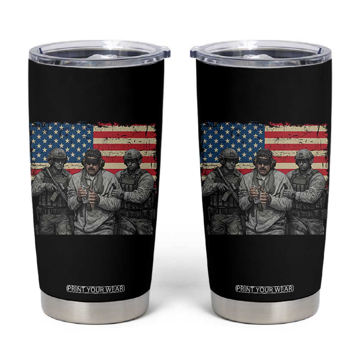 Captured Dictator Maduro Tumbler Cup Special Forces Justice Operation American Flag TS02 Black Print Your Wear