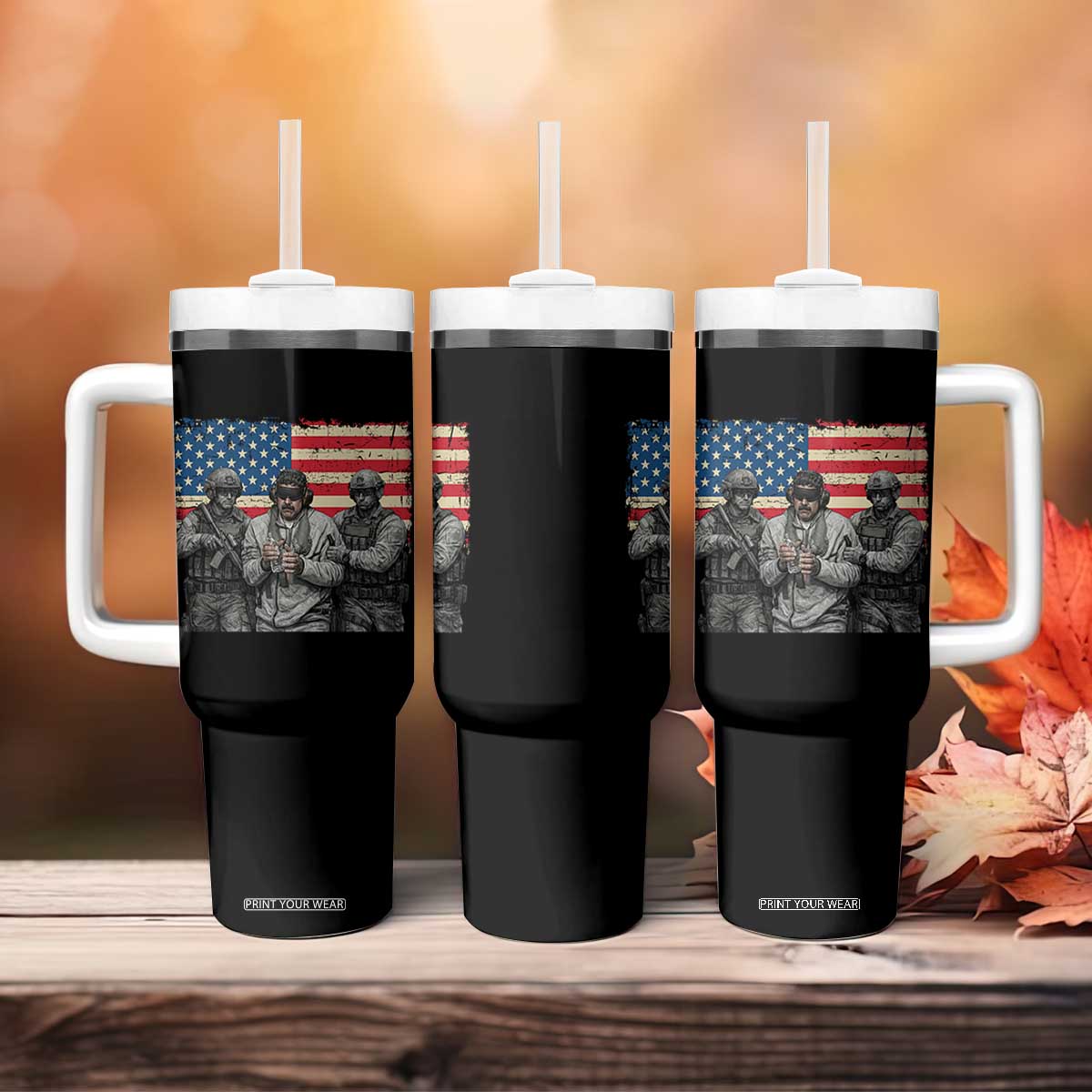 Captured Dictator Maduro Tumbler With Handle Special Forces Justice Operation American Flag TS02 Print Your Wear