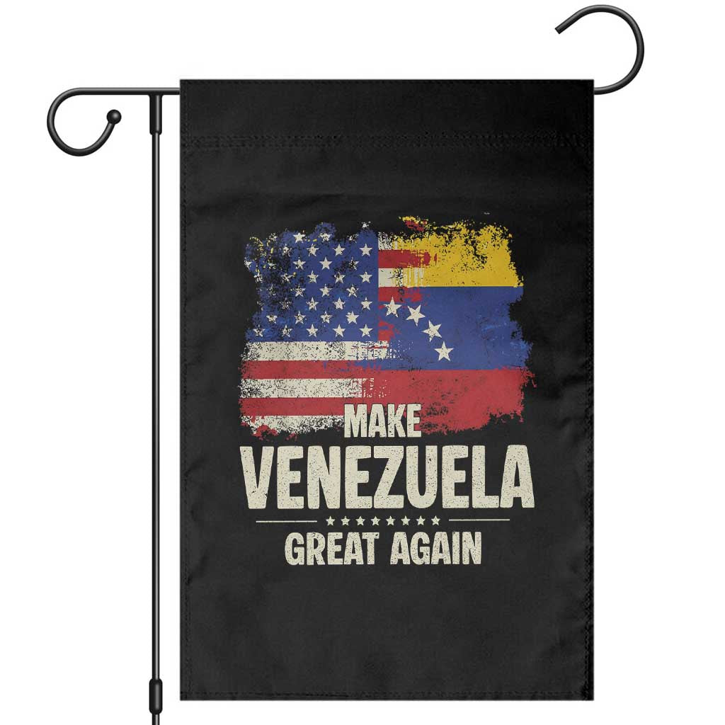 Make Venezuela Great Again Garden Flag Distressed US and Venezuela Flag Unity TS02 Black Print Your Wear