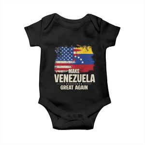 Make Venezuela Great Again Baby Onesie Distressed US and Venezuela Flag Unity TS02 Black Print Your Wear
