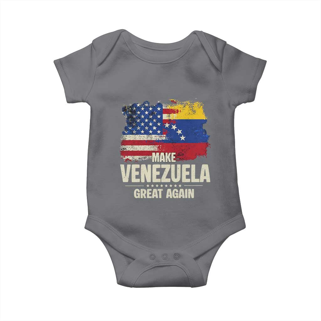 Make Venezuela Great Again Baby Onesie Distressed US and Venezuela Flag Unity TS02 Charcoal Print Your Wear