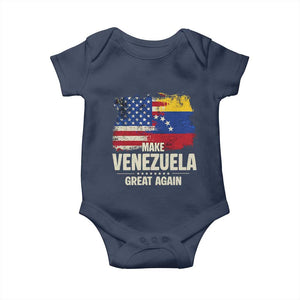 Make Venezuela Great Again Baby Onesie Distressed US and Venezuela Flag Unity TS02 Navy Print Your Wear