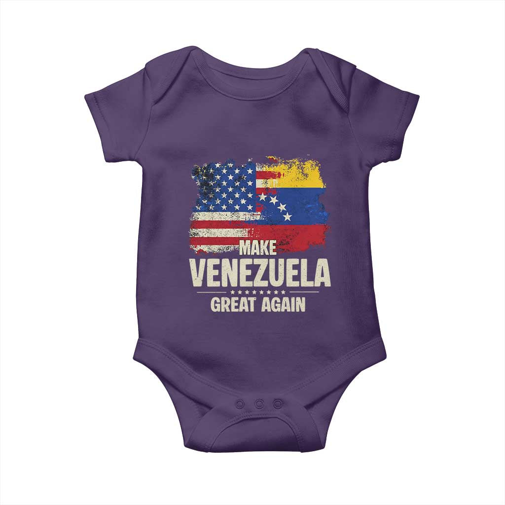 Make Venezuela Great Again Baby Onesie Distressed US and Venezuela Flag Unity TS02 Purple Print Your Wear