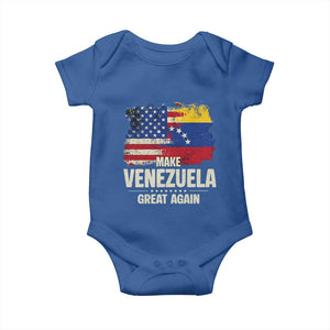 Make Venezuela Great Again Baby Onesie Distressed US and Venezuela Flag Unity TS02 Royal Blue Print Your Wear