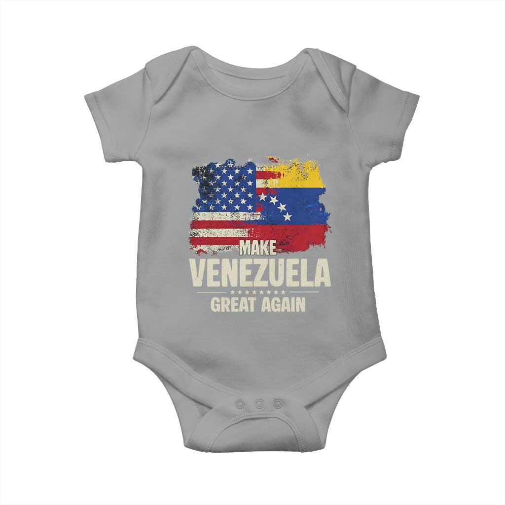 Make Venezuela Great Again Baby Onesie Distressed US and Venezuela Flag Unity TS02 Sport Gray Print Your Wear