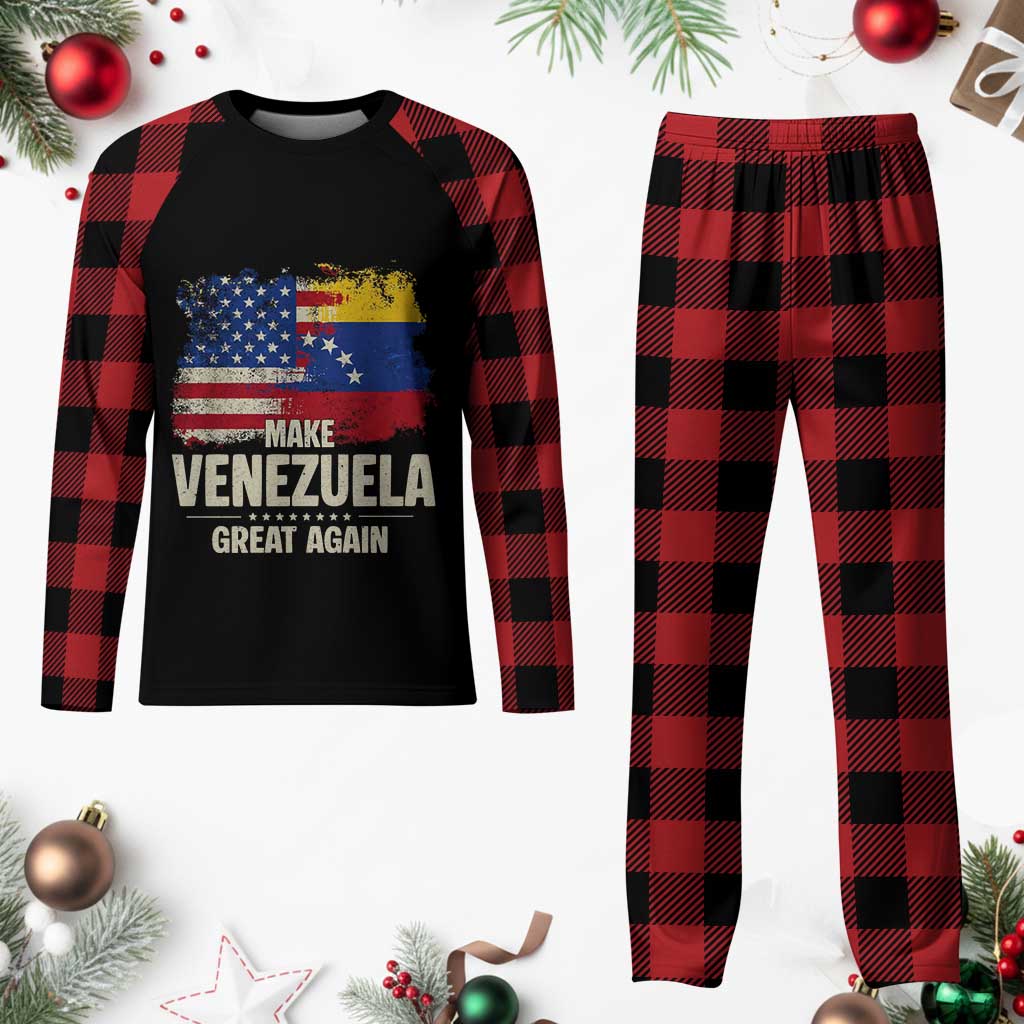 Make Venezuela Great Again Plaid Pajama Set Distressed US and Venezuela Flag Unity TS02 Buffalo Plaid Print Your Wear