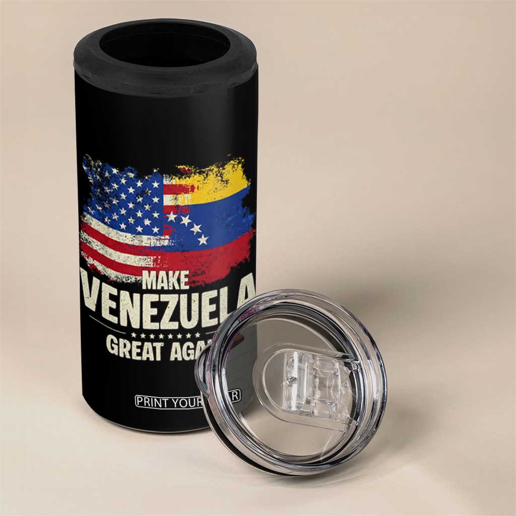 Make Venezuela Great Again 4 in 1 Can Cooler Tumbler Distressed US and Venezuela Flag Unity TS02 Print Your Wear