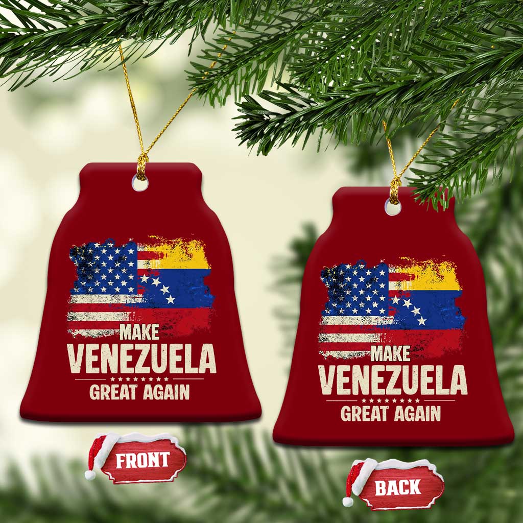 Make Venezuela Great Again Ceramic Ornament Distressed US and Venezuela Flag Unity TS02 Print Your Wear