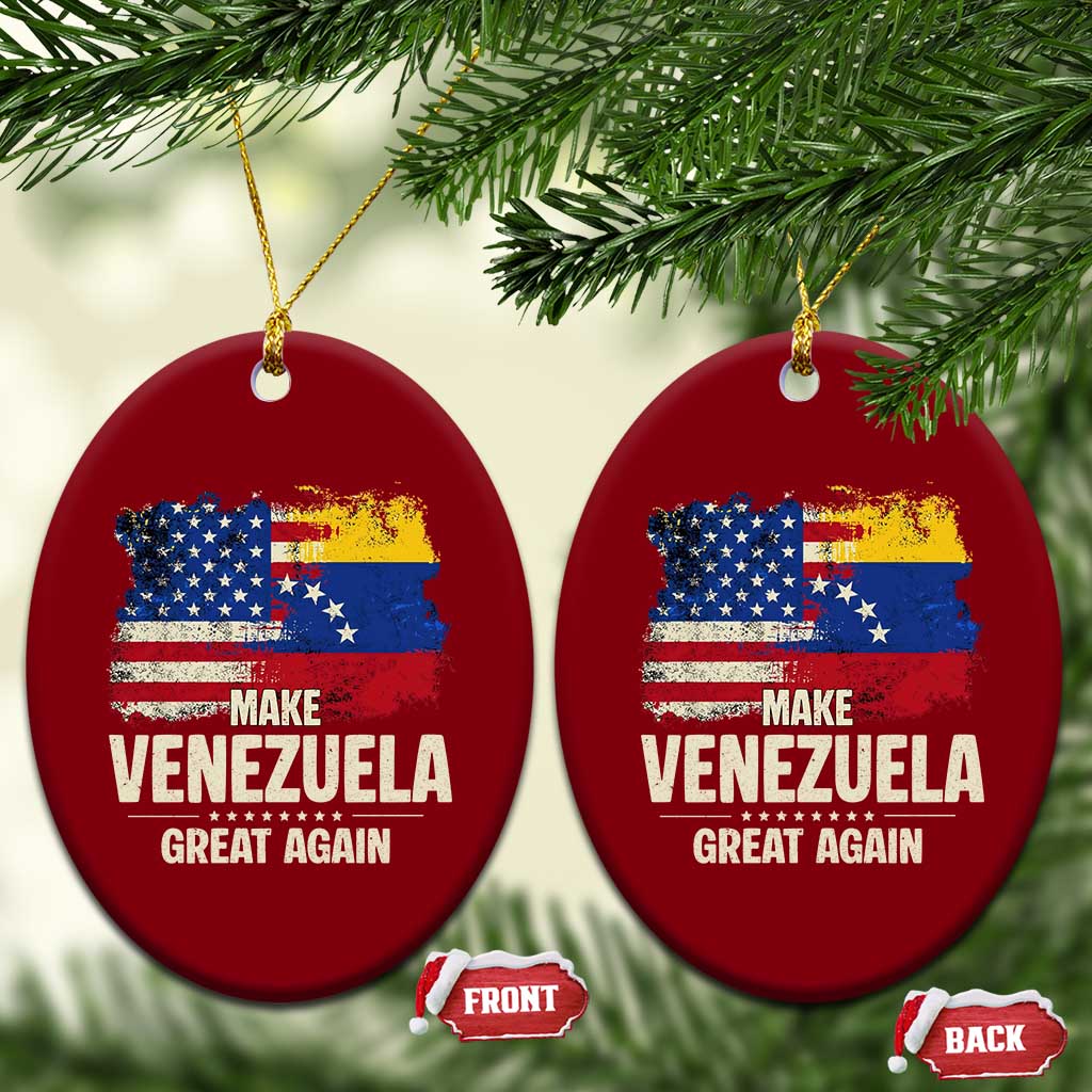 Make Venezuela Great Again Ceramic Ornament Distressed US and Venezuela Flag Unity TS02 Print Your Wear
