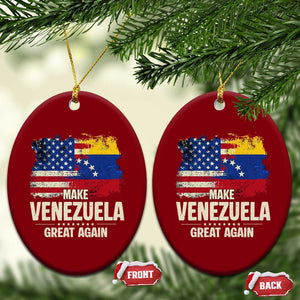 Make Venezuela Great Again Ceramic Ornament Distressed US and Venezuela Flag Unity TS02 Print Your Wear