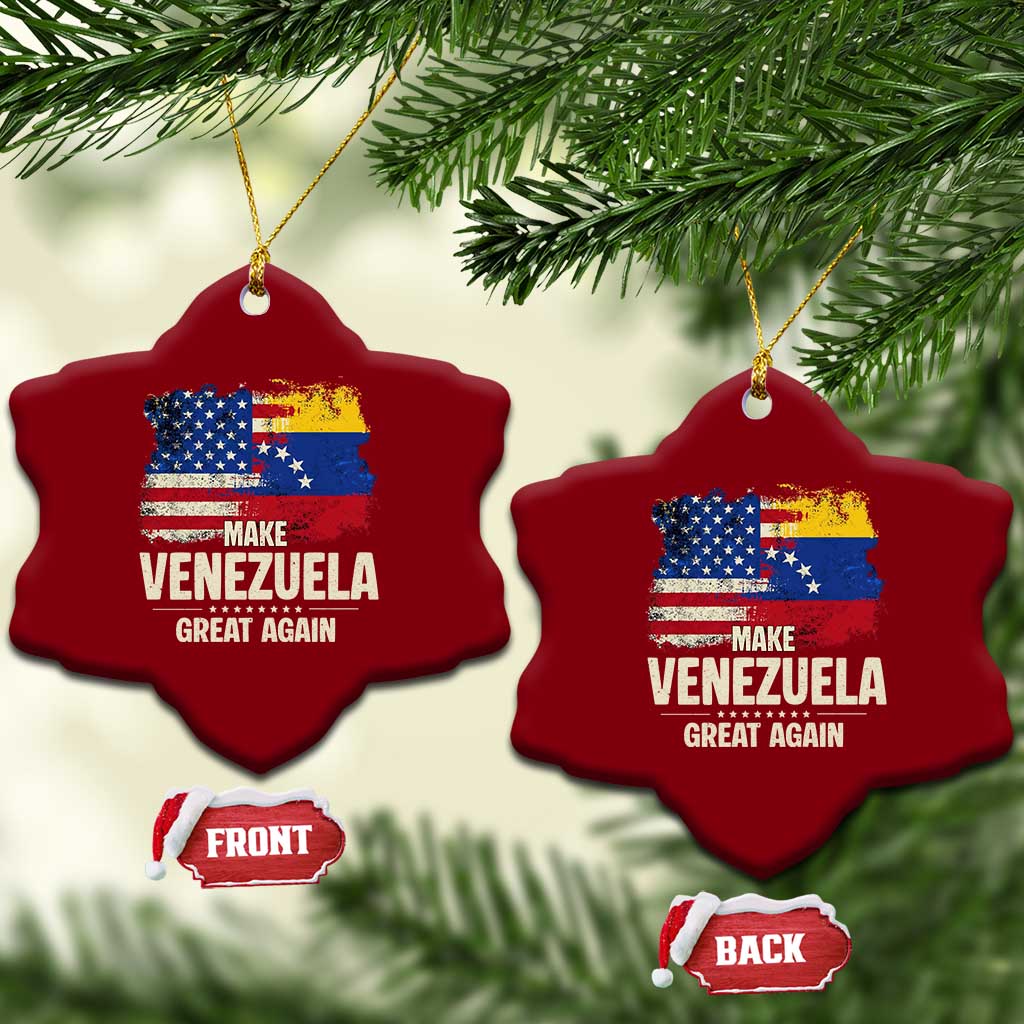 Make Venezuela Great Again Ceramic Ornament Distressed US and Venezuela Flag Unity TS02 Print Your Wear