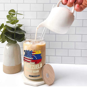 Make Venezuela Great Again Glass Can Distressed US and Venezuela Flag Unity TS02 Print Your Wear