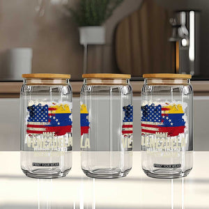 Make Venezuela Great Again Glass Can Distressed US and Venezuela Flag Unity TS02 Print Your Wear