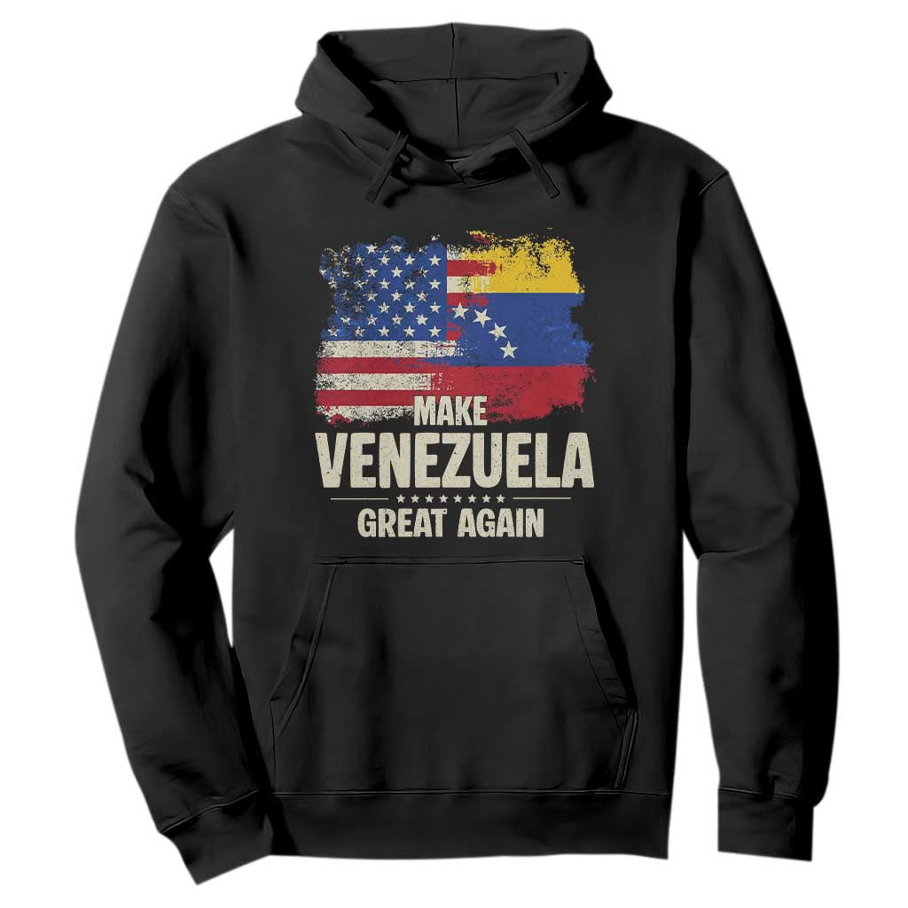 Make Venezuela Great Again Hoodie Distressed US  and Venezuela Flag Unity - Print Your Wear