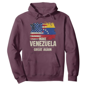 Make Venezuela Great Again Hoodie Distressed US and Venezuela Flag Unity TS02 Maroon Print Your Wear