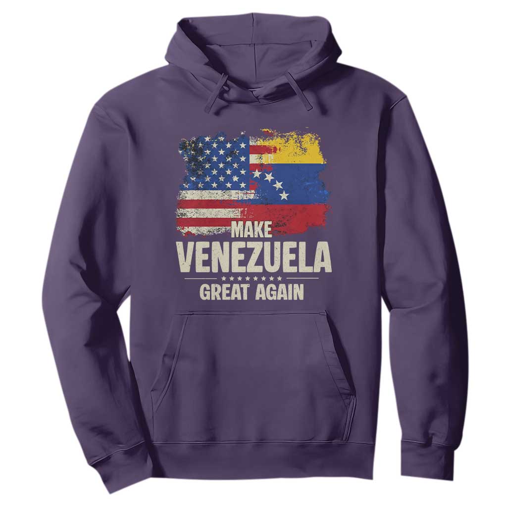 Make Venezuela Great Again Hoodie Distressed US and Venezuela Flag Unity TS02 Purple Print Your Wear
