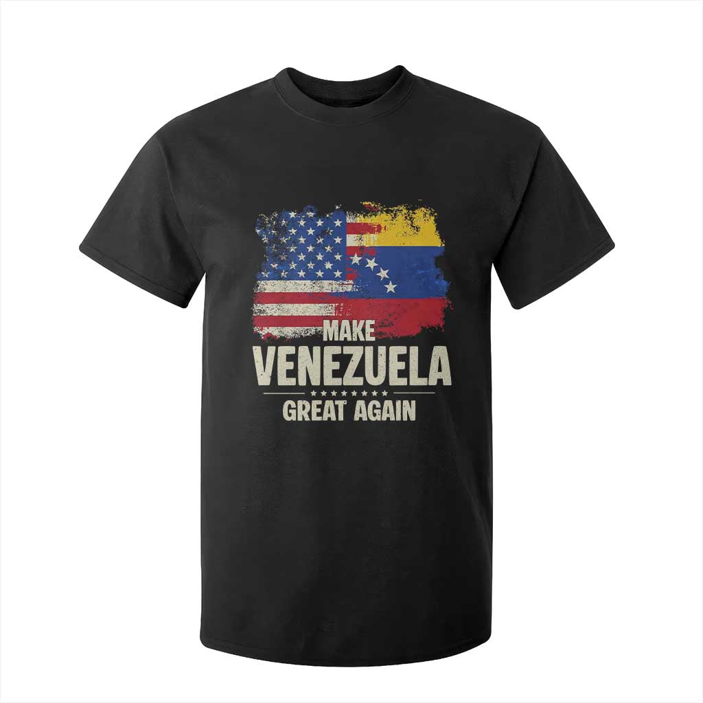 Make Venezuela Great Again T Shirt For Kid Distressed US and Venezuela Flag Unity TS02 Black Print Your Wear