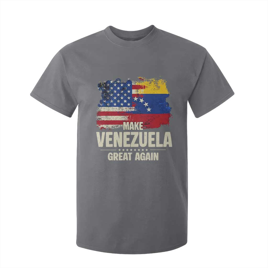 Make Venezuela Great Again T Shirt For Kid Distressed US and Venezuela Flag Unity TS02 Charcoal Print Your Wear