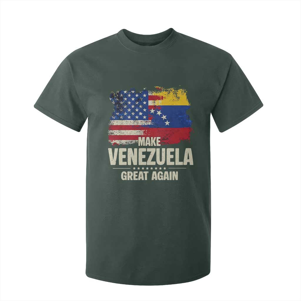 Make Venezuela Great Again T Shirt For Kid Distressed US and Venezuela Flag Unity TS02 Dark Forest Green Print Your Wear