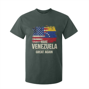 Make Venezuela Great Again T Shirt For Kid Distressed US and Venezuela Flag Unity TS02 Dark Forest Green Print Your Wear