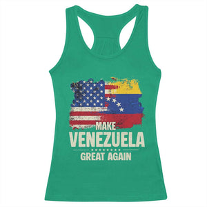 Make Venezuela Great Again Racerback Tank Top Distressed US and Venezuela Flag Unity TS02 Irish Green Print Your Wear