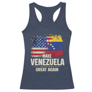 Make Venezuela Great Again Racerback Tank Top Distressed US and Venezuela Flag Unity TS02 Navy Print Your Wear