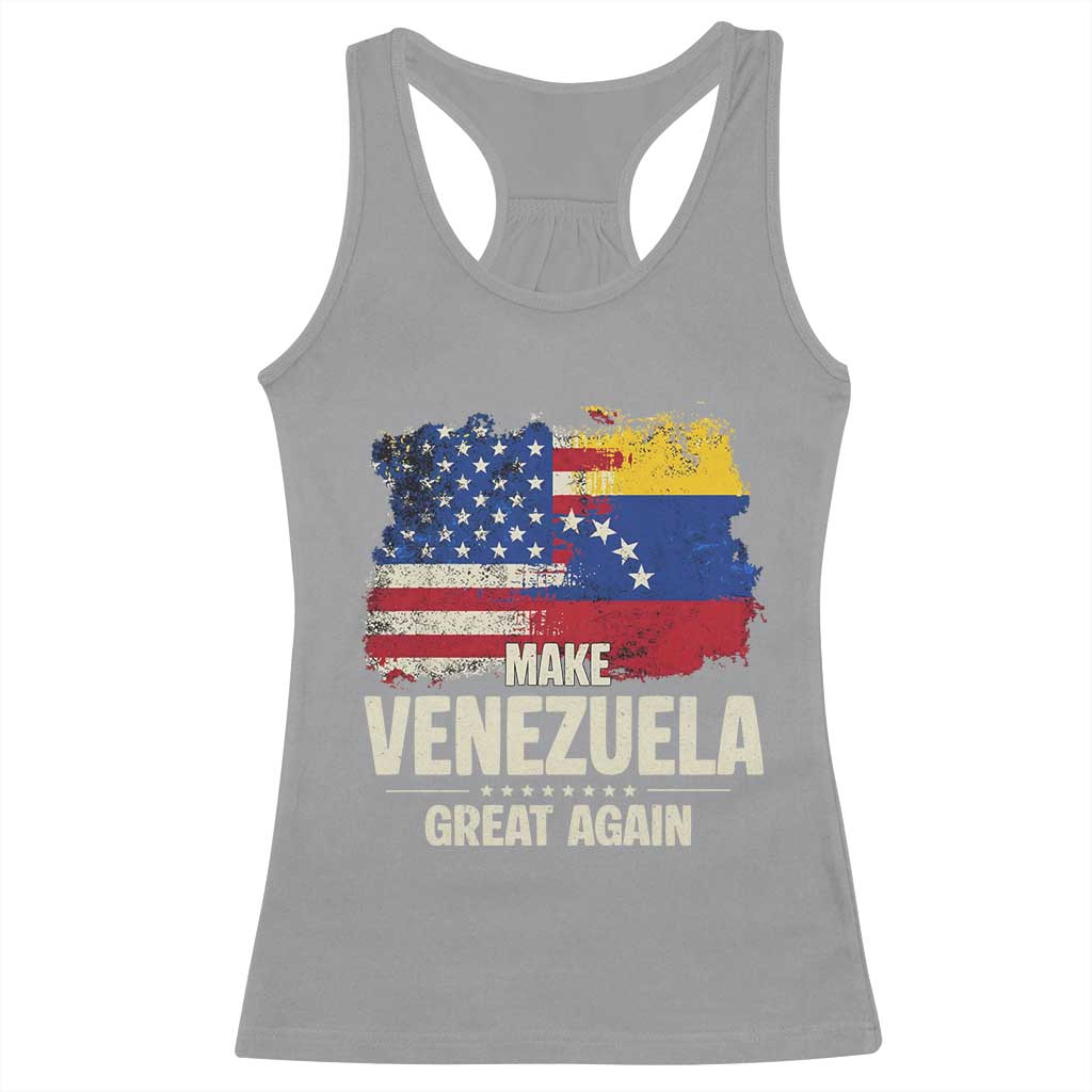 Make Venezuela Great Again Racerback Tank Top Distressed US and Venezuela Flag Unity TS02 Sport Gray Print Your Wear