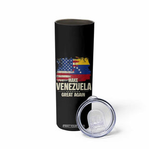 Make Venezuela Great Again Skinny Tumbler Distressed US and Venezuela Flag Unity TS02 Print Your Wear