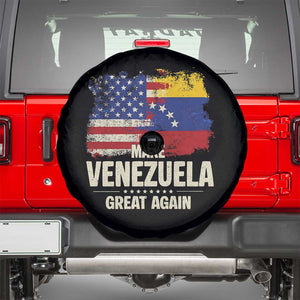 Make Venezuela Great Again Spare Tire Cover Distressed US and Venezuela Flag Unity TS02 Black Print Your Wear