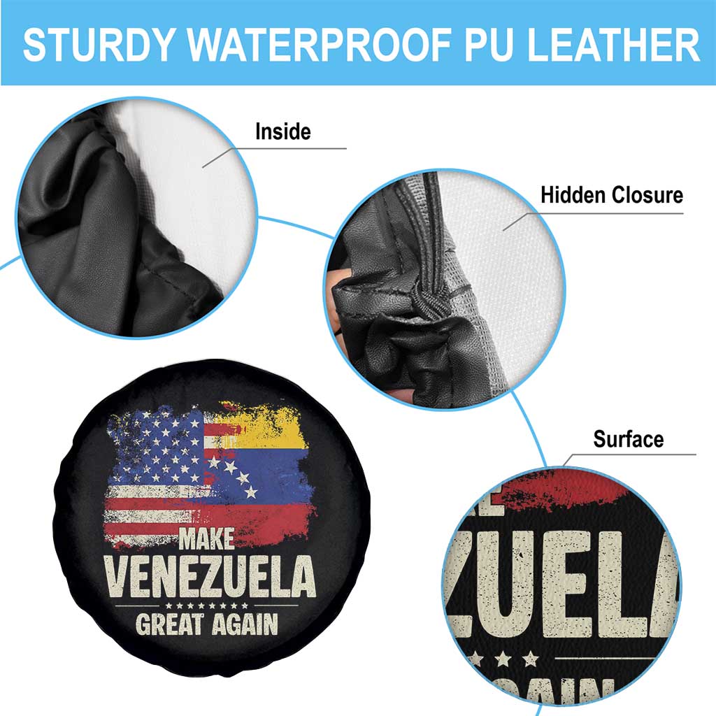 Make Venezuela Great Again Spare Tire Cover Distressed US and Venezuela Flag Unity TS02 Print Your Wear
