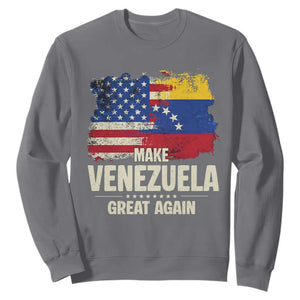 Make Venezuela Great Again Sweatshirt Distressed US and Venezuela Flag Unity TS02 Charcoal Print Your Wear