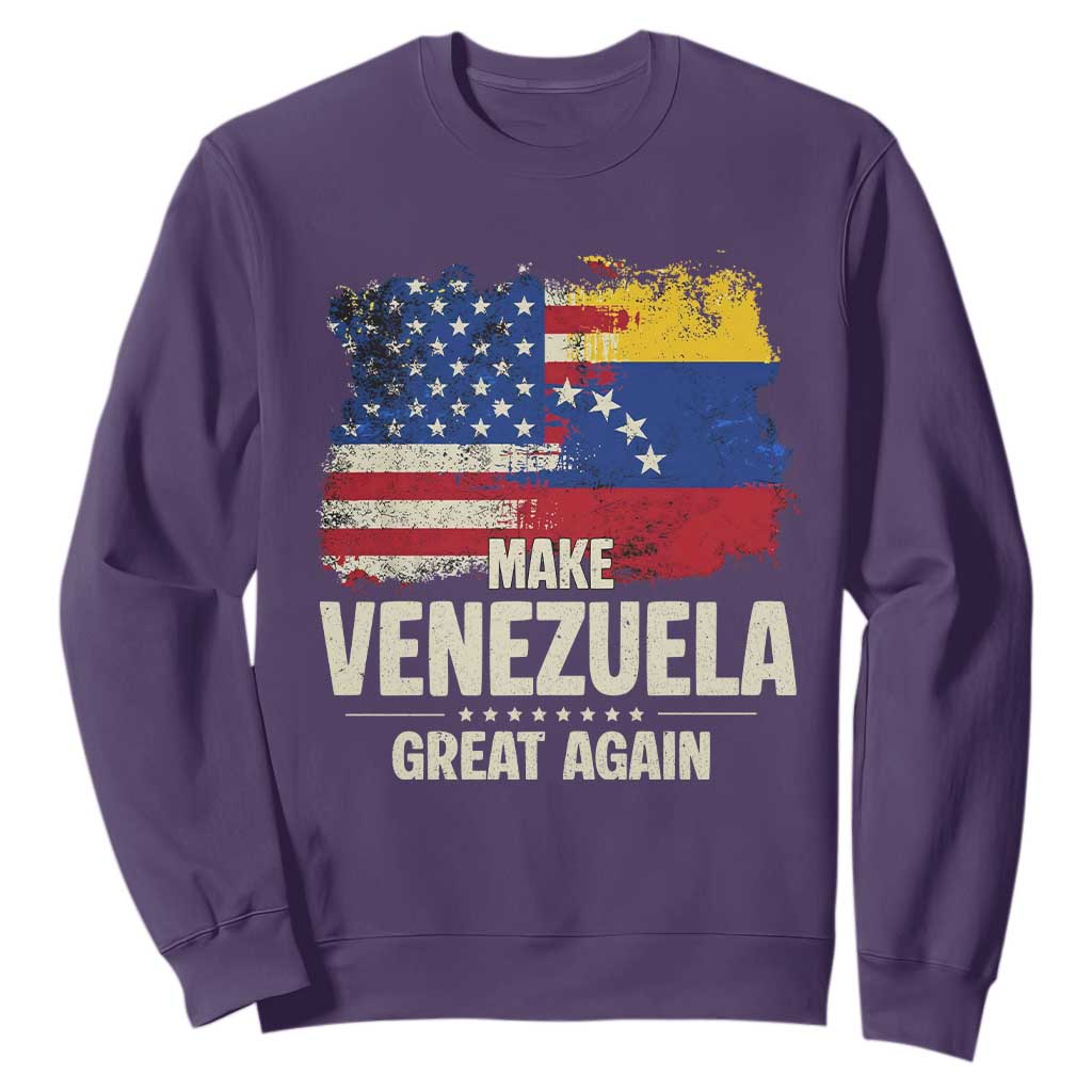 Make Venezuela Great Again Sweatshirt Distressed US and Venezuela Flag Unity TS02 Purple Print Your Wear