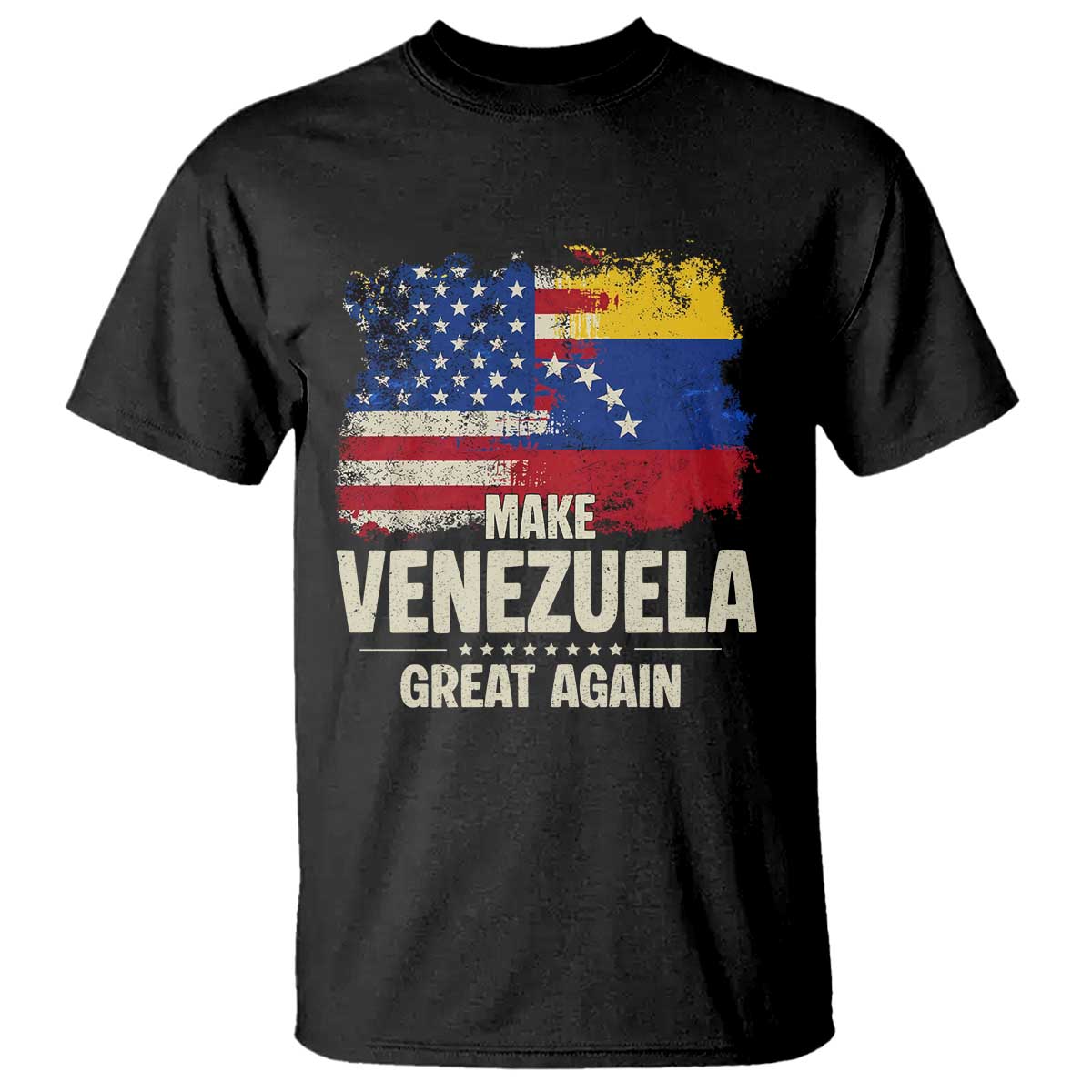 Make Venezuela Great Again T Shirt Distressed US  and Venezuela Flag Unity - Print Your Wear
