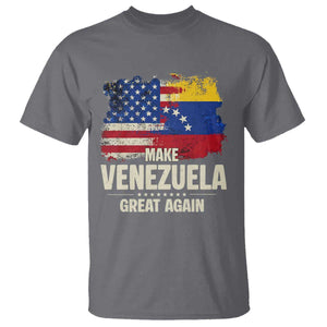 Make Venezuela Great Again T Shirt Distressed US and Venezuela Flag Unity TS02 Charcoal Print Your Wear