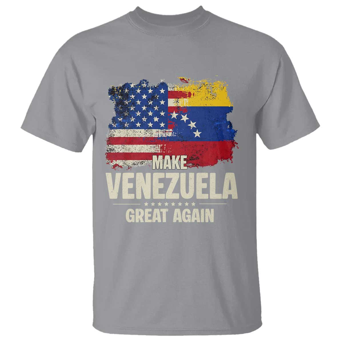 Make Venezuela Great Again T Shirt Distressed US and Venezuela Flag Unity TS02 Sport Gray Print Your Wear