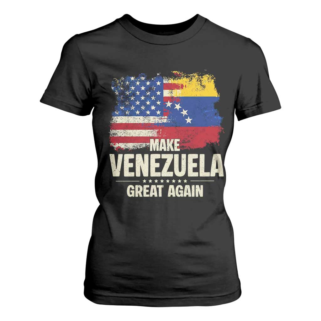 Make Venezuela Great Again T Shirt For Women Distressed US and Venezuela Flag Unity TS02 Black Print Your Wear