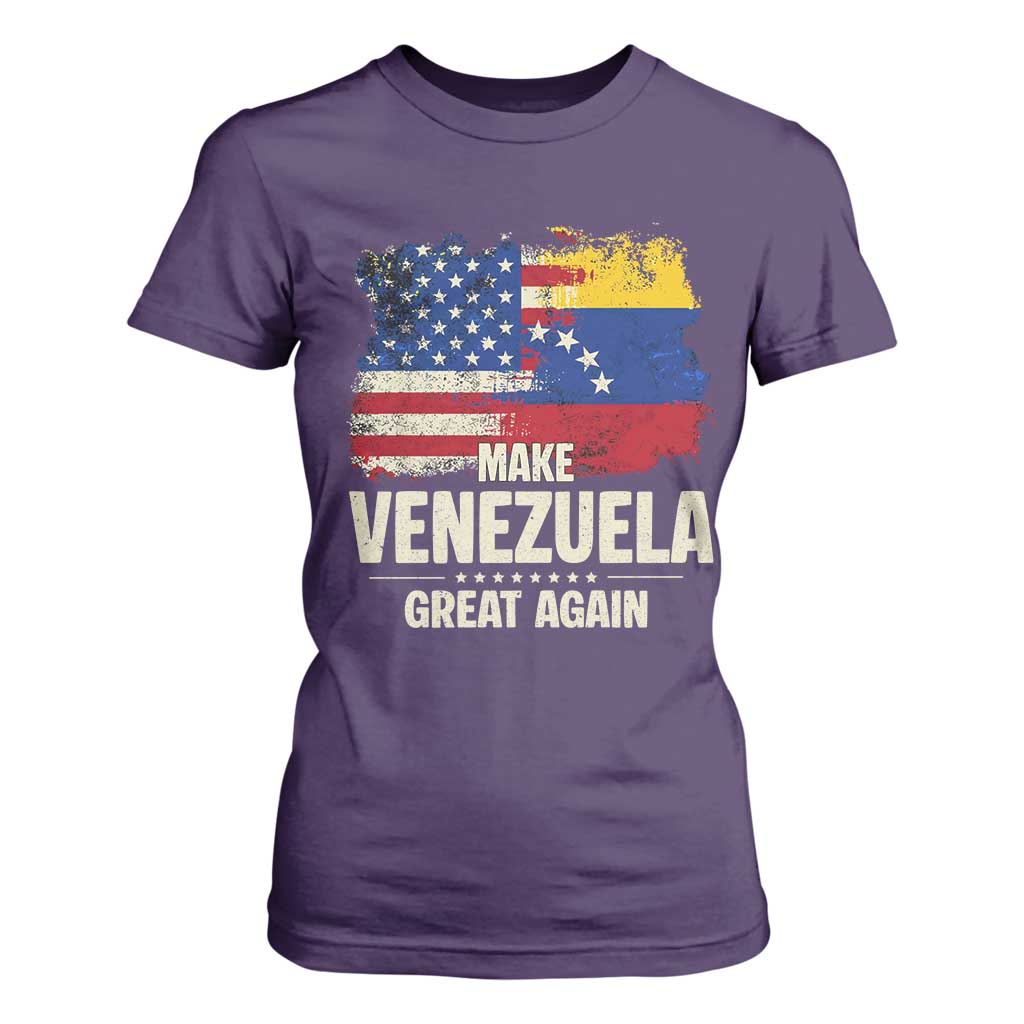 Make Venezuela Great Again T Shirt For Women Distressed US and Venezuela Flag Unity TS02 Purple Print Your Wear