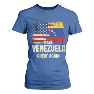 Make Venezuela Great Again T Shirt For Women Distressed US and Venezuela Flag Unity TS02 Royal Blue Print Your Wear