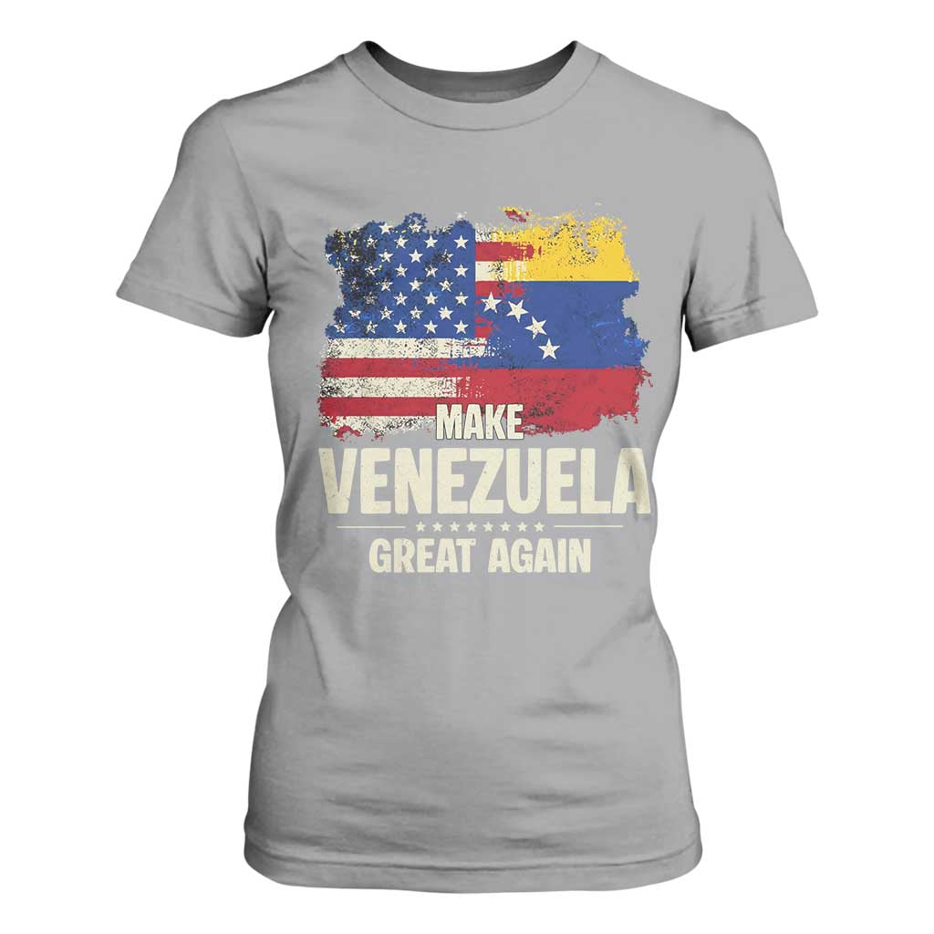 Make Venezuela Great Again T Shirt For Women Distressed US and Venezuela Flag Unity TS02 Sport Gray Print Your Wear