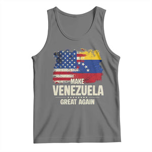 Make Venezuela Great Again Tank Top Distressed US and Venezuela Flag Unity TS02 Black Heather Print Your Wear