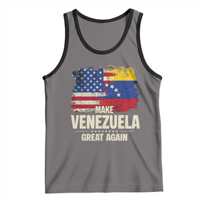 Make Venezuela Great Again Tank Top Distressed US and Venezuela Flag Unity TS02 Deep Heather Black Print Your Wear