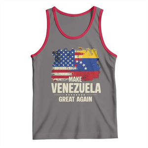 Make Venezuela Great Again Tank Top Distressed US and Venezuela Flag Unity TS02 Deep Heather Red Print Your Wear
