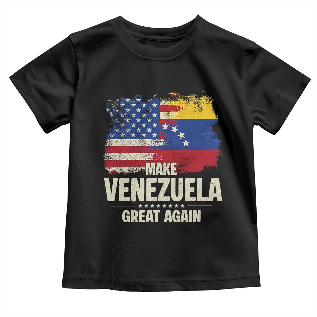 Make Venezuela Great Again Toddler T Shirt Distressed US  and Venezuela Flag Unity - Print Your Wear