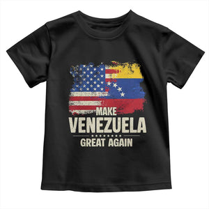 Make Venezuela Great Again Toddler T Shirt Distressed US and Venezuela Flag Unity TS02 Black Print Your Wear