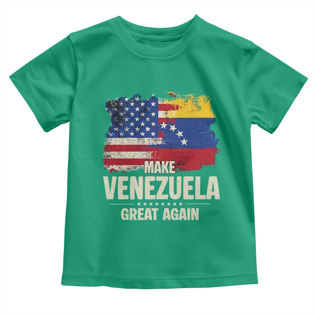 Make Venezuela Great Again Toddler T Shirt Distressed US and Venezuela Flag Unity TS02 Irish Green Print Your Wear