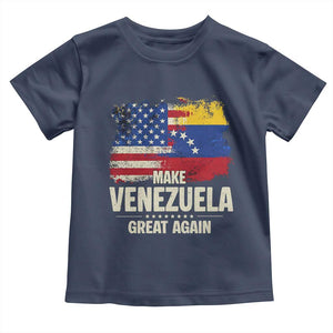 Make Venezuela Great Again Toddler T Shirt Distressed US and Venezuela Flag Unity TS02 Navy Print Your Wear