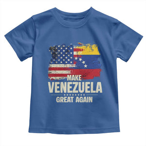 Make Venezuela Great Again Toddler T Shirt Distressed US and Venezuela Flag Unity TS02 Royal Blue Print Your Wear